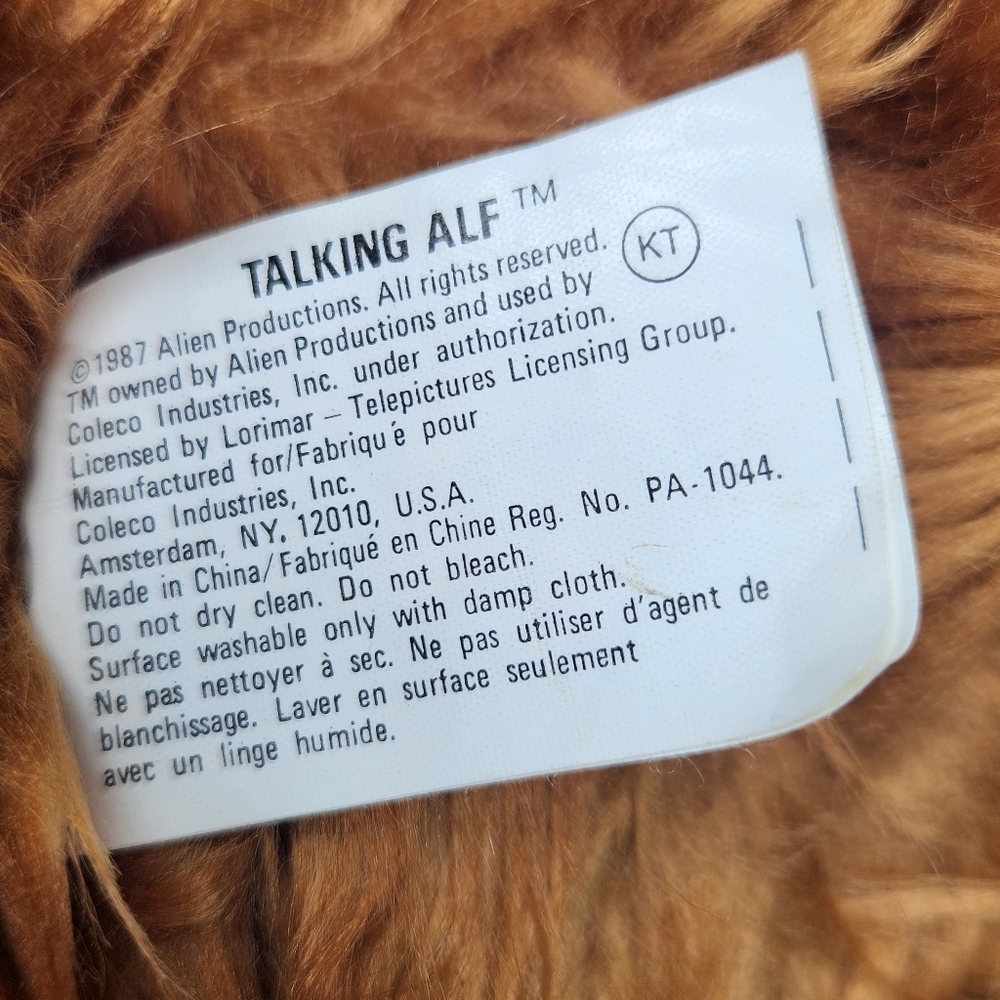 Vintage 1987 Talking ALF Plush – Alien Productions – Non-Working – Missing 1 Ear - Picture 6 of 8